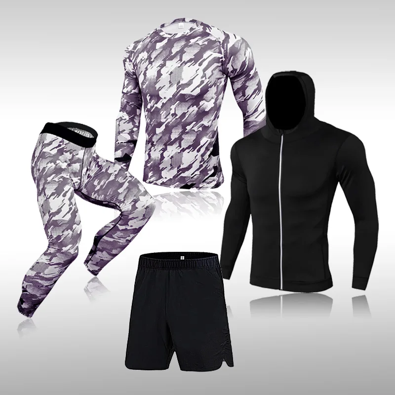 

Men's Compression Running Set Tight Legging Shirt Pant Long Sleeves Clothing Tracksuit Suit Man Winter sports Thermal Underwear