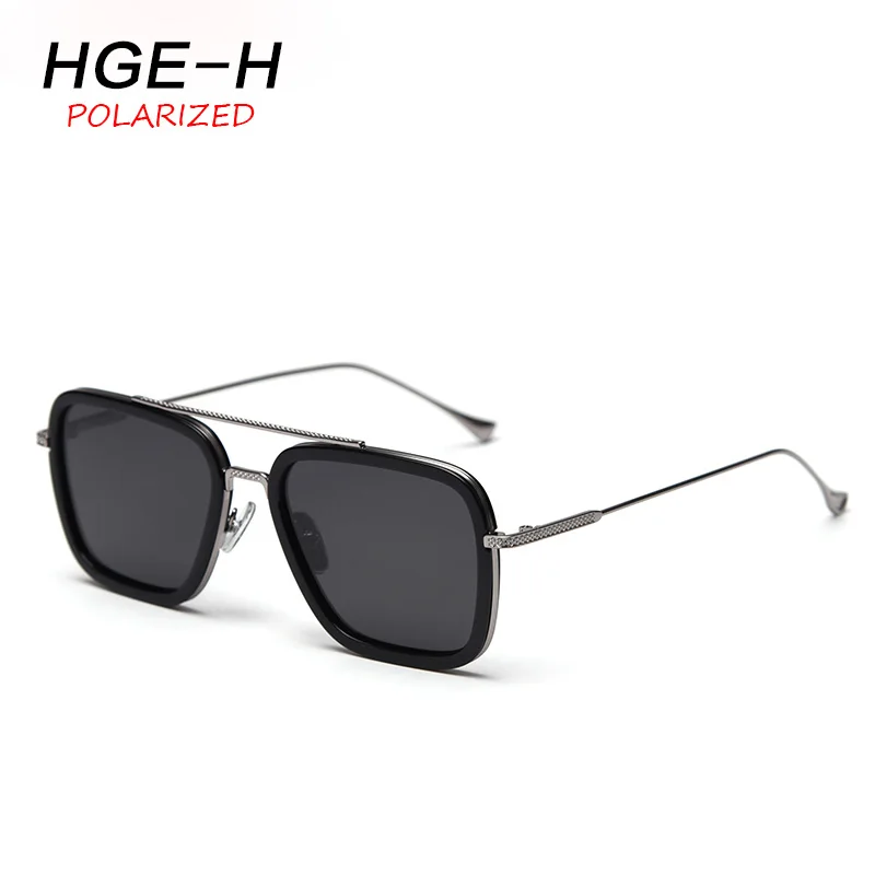 HGE-H, поляризированные солнцезащитные очки, мужские, Мстители, 3, Железный человек, квадратные очки, оправа, Человек-паук, Эдит, солнцезащитные очки, UV400