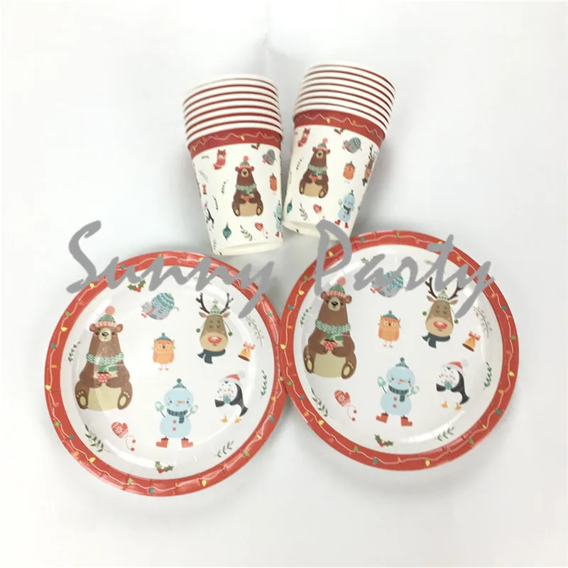 32 шт/лот новогодний Рождественский тематические праздничные бумажные тарелки