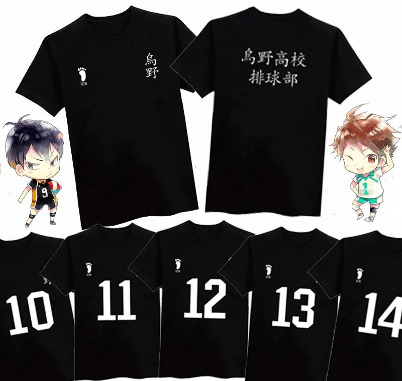 

2021 Haikyuu! Футболка с круглым вырезом для мужчин и женщин, повседневный топ из 100% хлопка с принтом в виде мультяшных цифр, с коротким рукавом