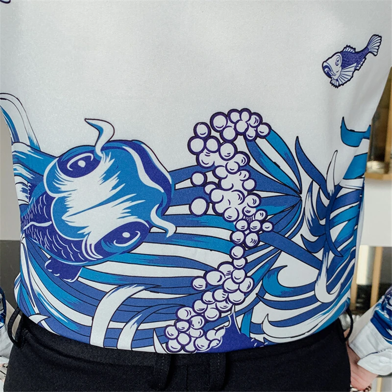 

New Luxury design Slim Fit Long Sleeve Camisa Masculina l Men Club Prom Shirt