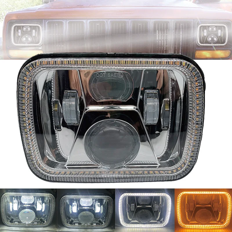 2 шт. 7X6 квадратные фары Halo ангельские глазки DRL для Jeep Wrangler YJ XJ Truck FLD 50 60 70 80 Firebird Celica
