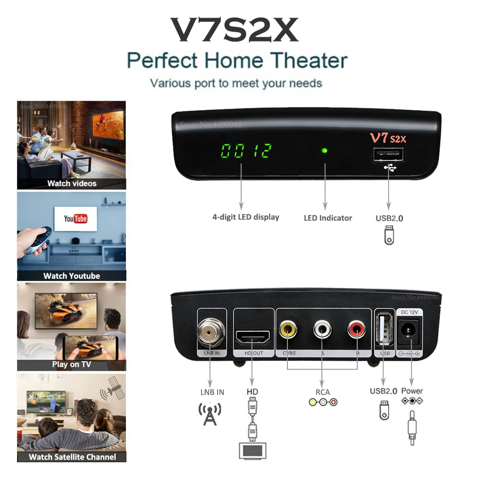 GTMEDIA V7S HD спутниковый ресивер с USB WI-FI DVB-S2 Freesat ТВ Декодер V7S2X запас в Европе Испания