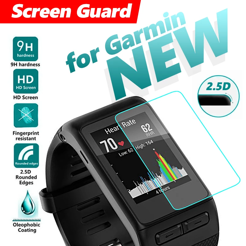 

Fully fit HD Clear Tempered Glass Film for Garmin Vivoactive HR smart watch Screen Guard Easy to Install Screen Protector Film
