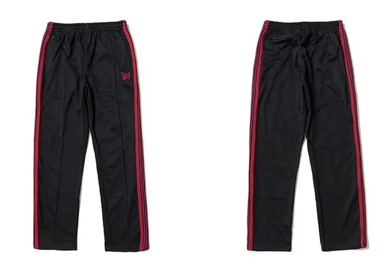 Мужские и женские спортивные штаны 19FW AWGE черные в полоску с вышивкой бабочки