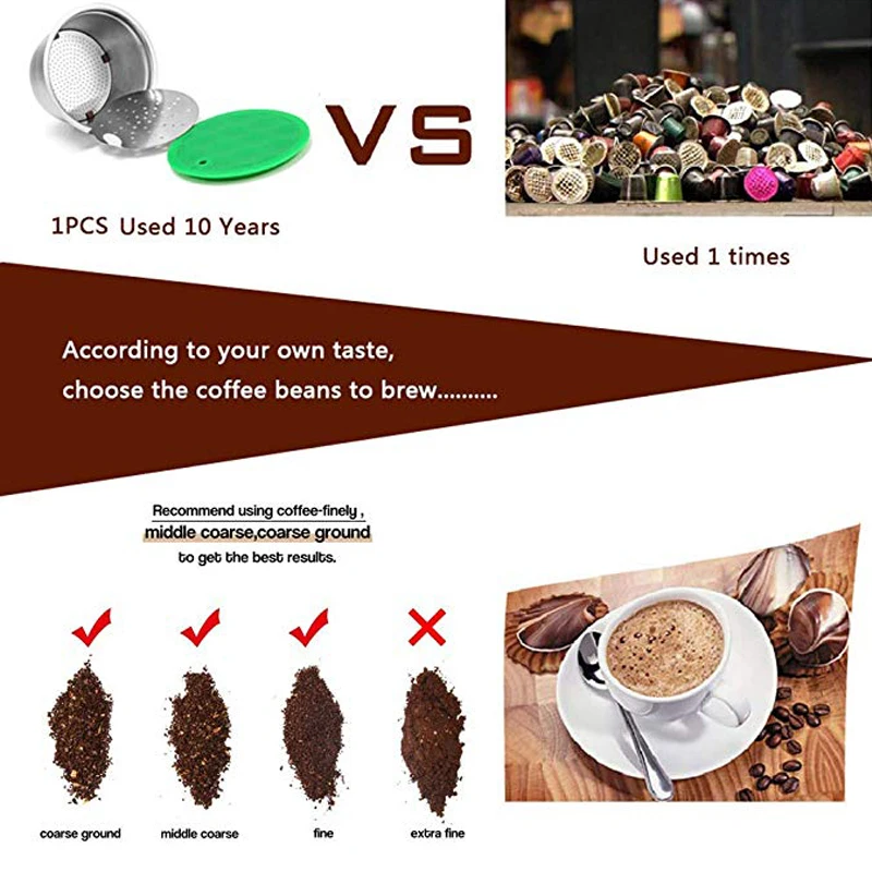 Многоразовые капсулы для кофе из нержавеющей стали многоразовые совместимые с