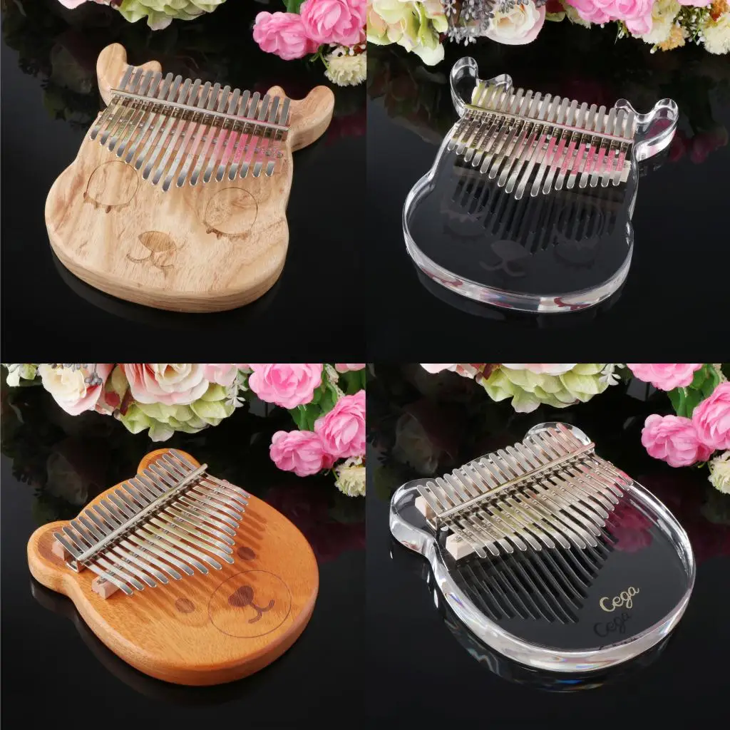 

Kalimba 17 Key Thumb Piano Clear Mahogany Finger Mbira for Beginner w/ Case