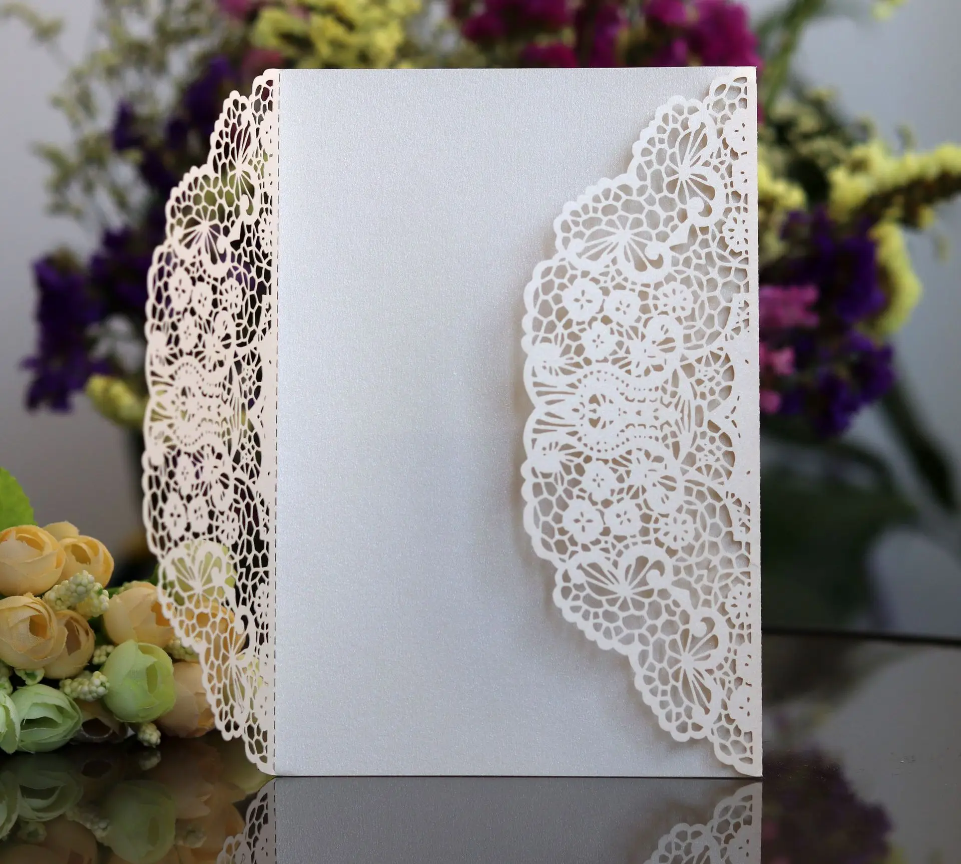 10 шт. Лазерная Праздничная поздравительная открытка кружевной цветочный дизайн