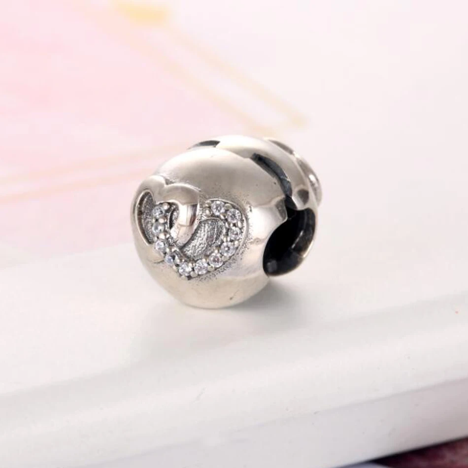 

Heart Bond Clips Stoppers Charm Fit Pan Bracelet Bangle Girl Gift S925 Silver Bead Diy Jewelry