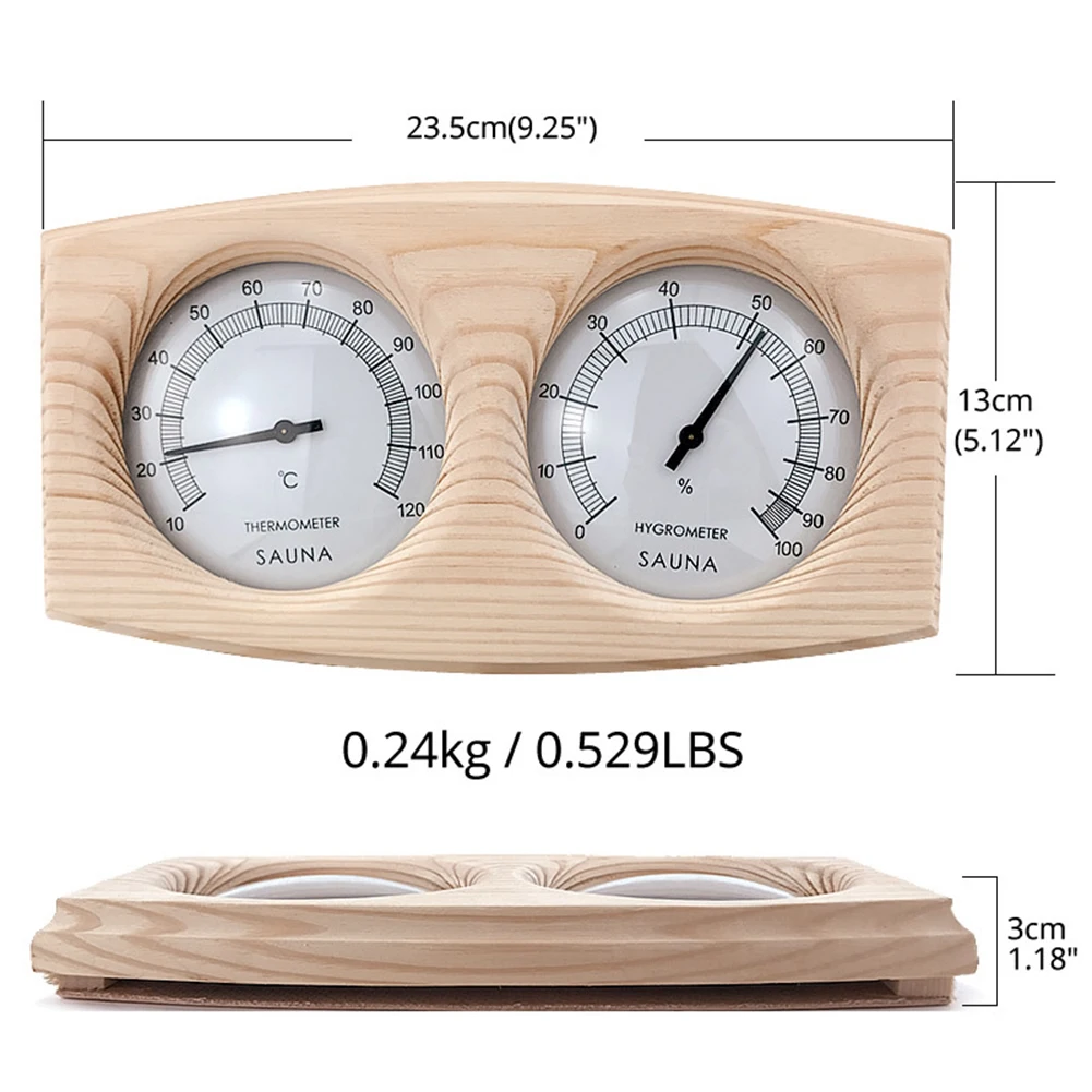 

Wooden Sauna Room Humidity Meter Gauge Bathroom Temperature Hygrometer Clock Timer for Home Store Timing Sauna Accessories