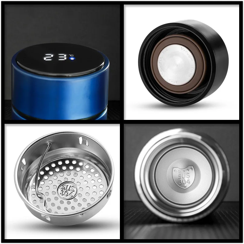 

2021 stainless steel intelligent thermos cup straight body temperature cup business gift cup measuring warm water cup bottle