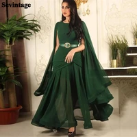 sevintage green saudi arabia chiffon prom dresses long open sleeves dubai formal evening party gowns draped women prom gowns