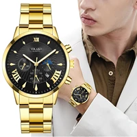 new men waterproof date watch luxury famous stainless steel quartz watch top fashion analog three eyes business wristwatch gift