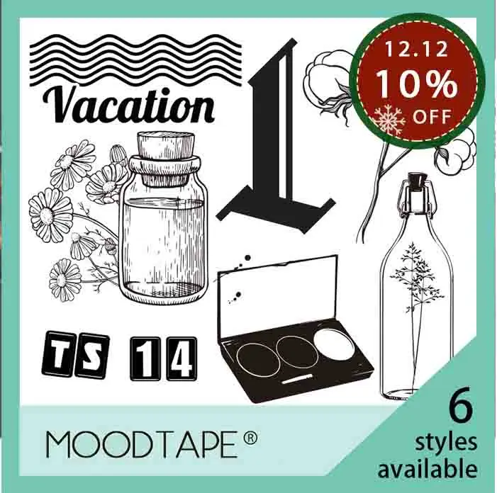 Прозрачная печать штамп Moodtape прозрачная печать 14st пуля. Ручка ручной работы настроения DIY резиновая прозрачная печать