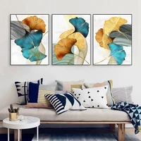 blue green yellow gold ginkgo biloba nordic abstract poster nordic canvas print wall art painting modern picture for living room