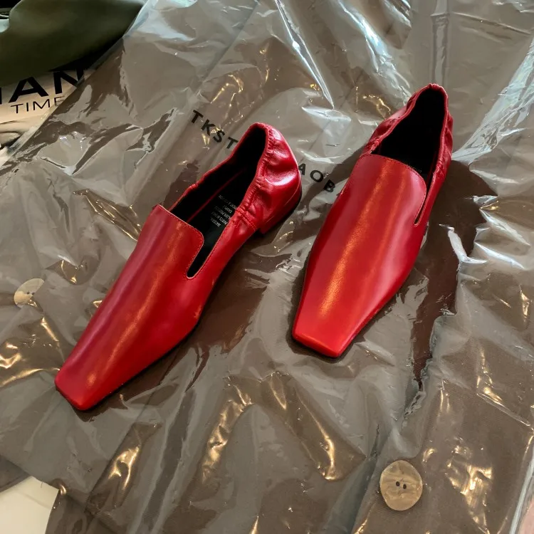 Женские туфли лодочки из мягкой бычьей кожи MLJUESE красного цвета с квадратным