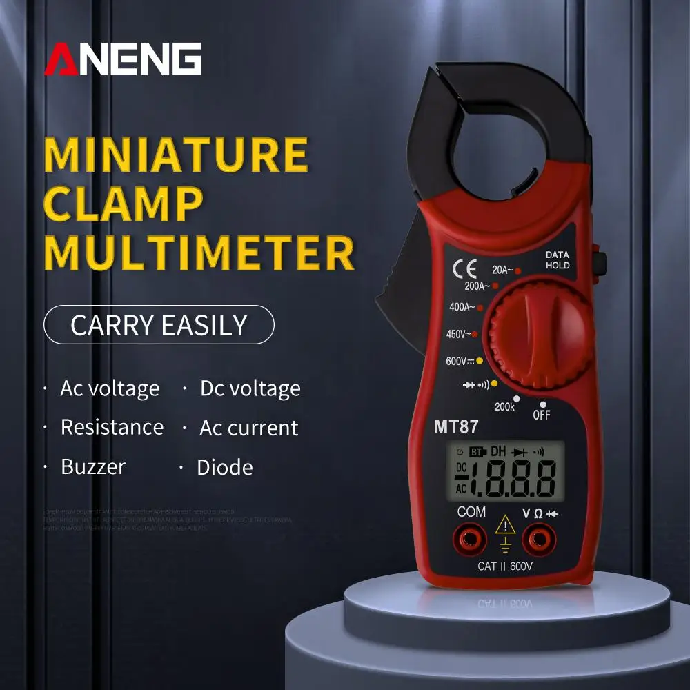 

Professional Portable Mt87 Digital Clamp Meter Multimeter Dc Ac Voltage Current Tongs Resistance Amp Ohm Tester Electronic