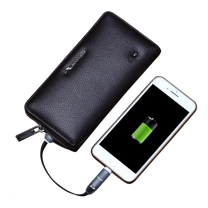 2019 мужской кошелек натуральная кожа Bluetooth анти потеря бренд Rfid клатч Мужской