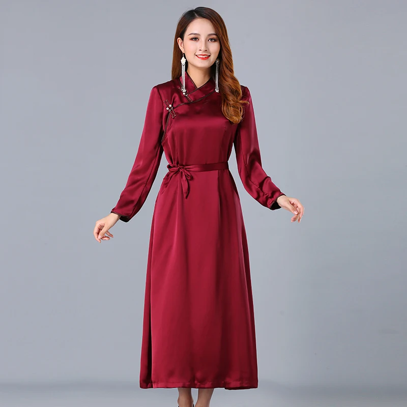 Монгольская и тибетская Женская танцевальная одежда платье для выступлений на