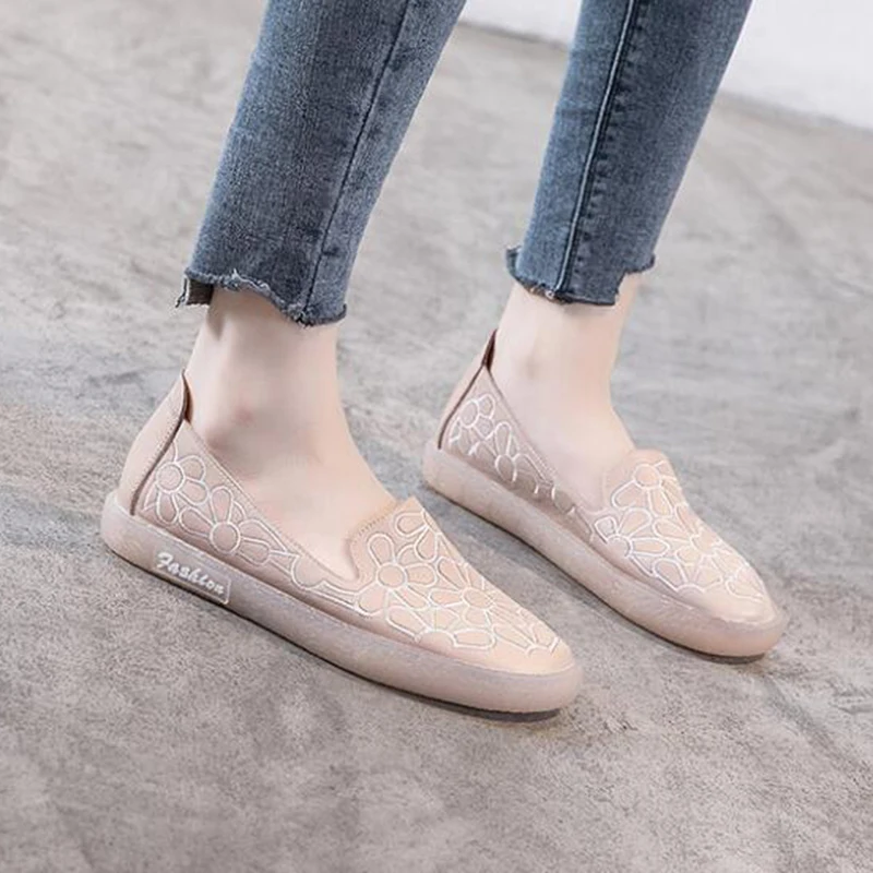 Туфли женские из натуральной кожи прочные легсветильник лоферы с круглым носком