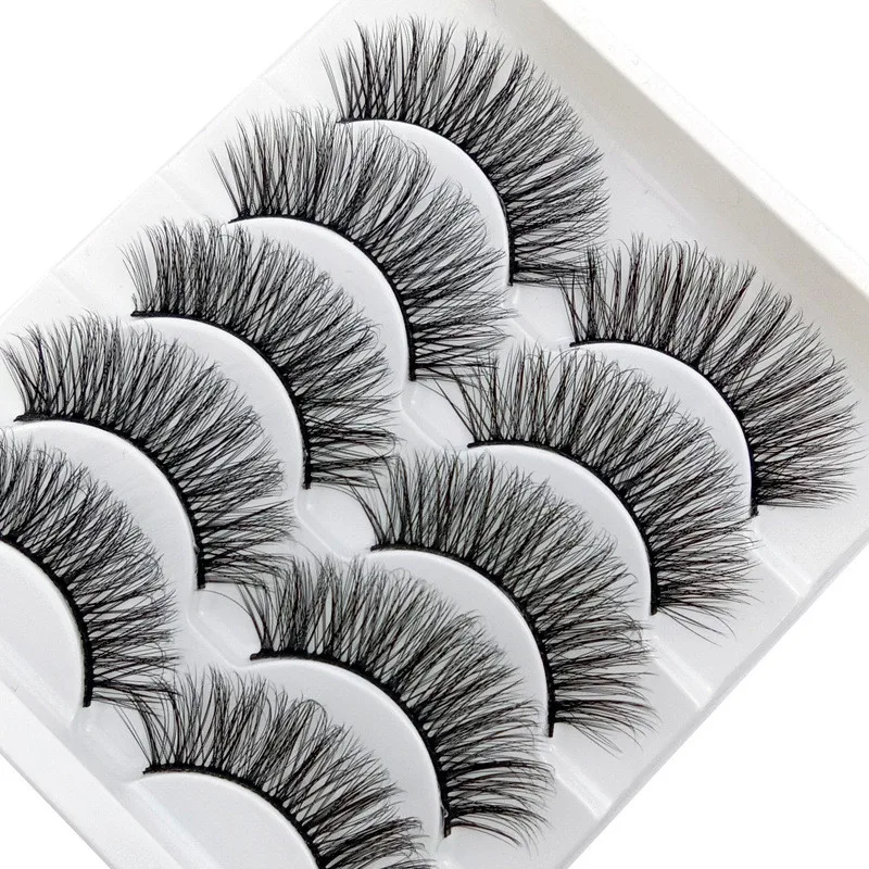 5 пар 3D Мягкие Накладные ресницы натуральные грязные перекрещивающиеся пушистые
