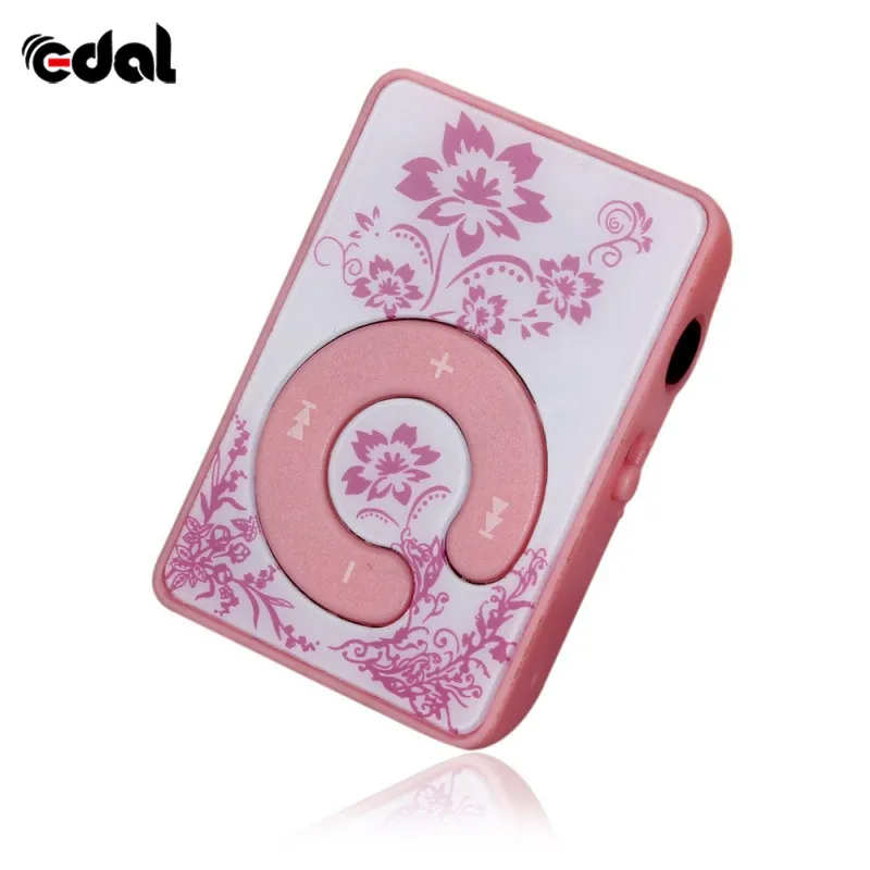 Портативный мини MP3 музыкальный плеер Печать Цветок Зеркало Клип Поддержка 8 Гб SD