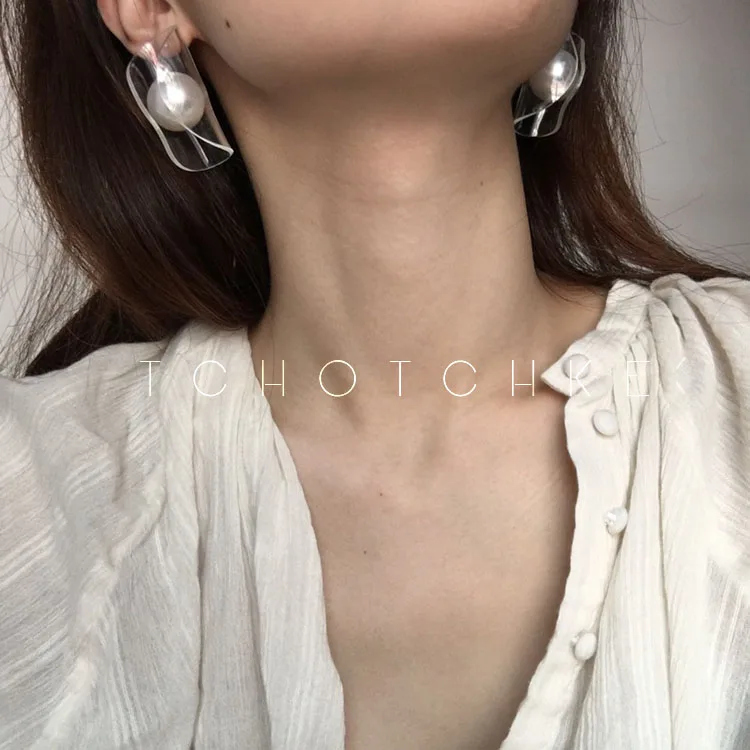 Женские серьги гвоздики из акриловой смолы с искусственным жемчугом|earrings