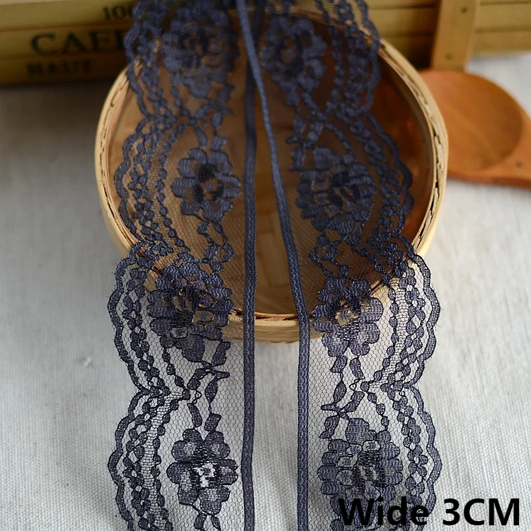 

3CM Wide Tulle Gray Mesh Lace Floral Embroidered Lace Collar Edge Trim Dress Guipure Table Cloth DIY Handmade Sewing Material