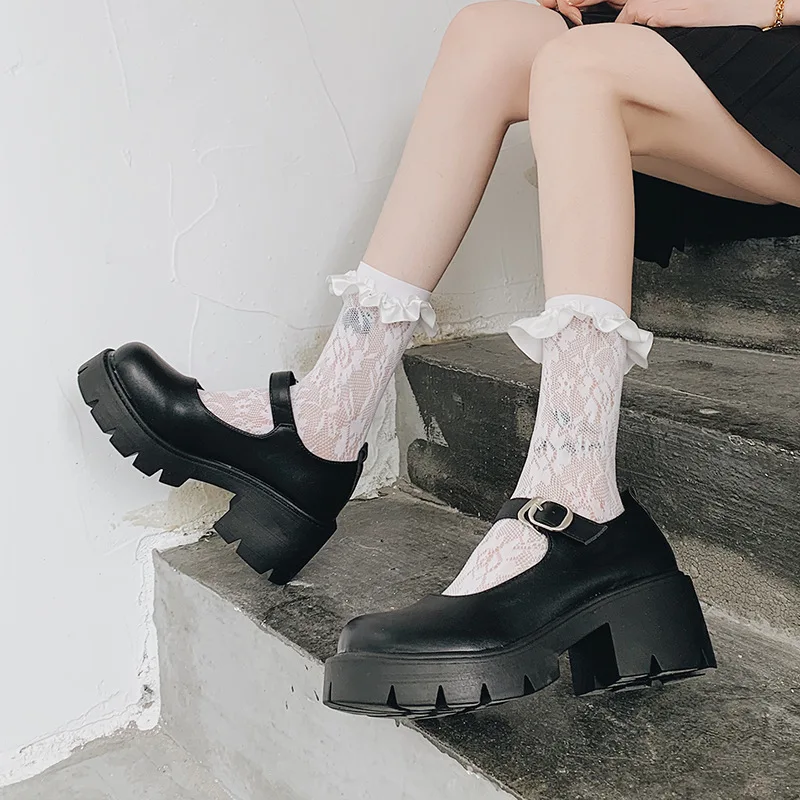 

Women British Style Ankle Boots Anime Kawaii Single Footwear Lolita Cosplay JK Uniform Japanese Students Academy Leather Shoes