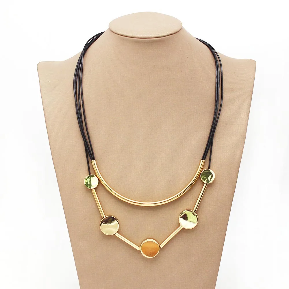 

TOTABC Women Choker Pendant Necklace Black Layered Leather Chain Vintage Chokers Necklaces For Women Jewelry Accessory Gift