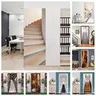 3D наклейка на дверь лестницы в стиле ретро, обои лестница, Самоклеящиеся украшения для дома сделай сам, настенные плакаты на дверь, наклейки на стену