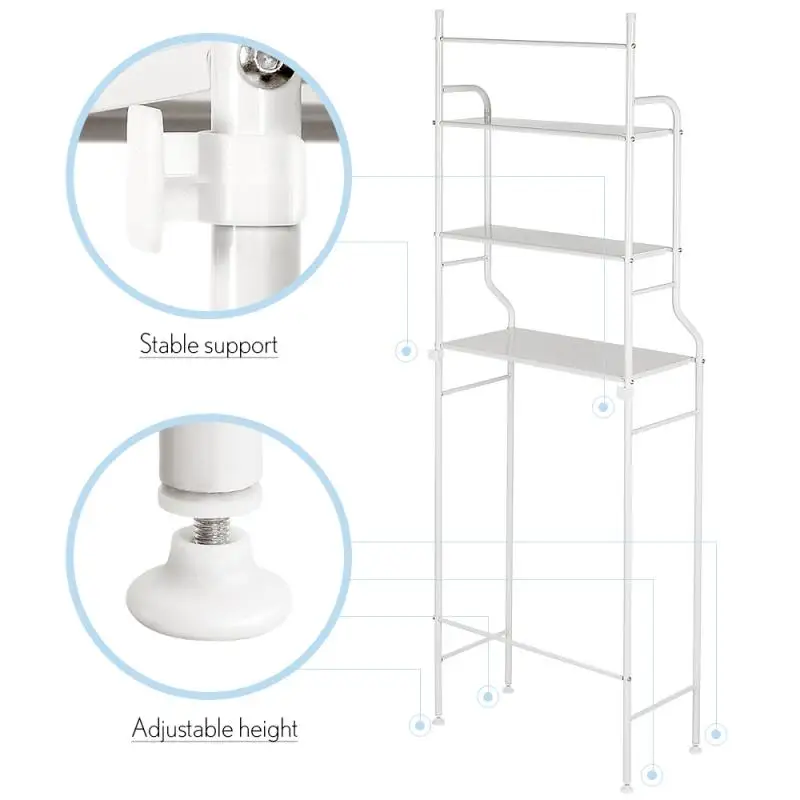 

Kitchen Washing Machine Rack No Punch Floor Shelf Organizer Holder Corner Rack Over the Rack Metal Toilet Cabinet Shelving HWC
