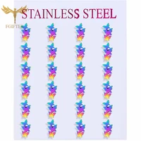 unusual color three butterfly stud earrings stainless steel woman accessories girl birthday gift hot 2021 jewellry