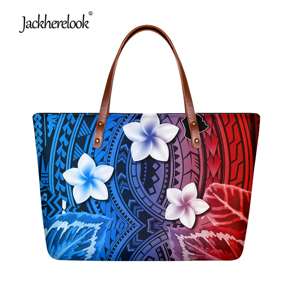 

Jackherelook Hawaii Plumeria Polynesian Tribal 3D Print Vintage Female Leather Handbag Women Fashion Shoulder Bags Bolso Mujer