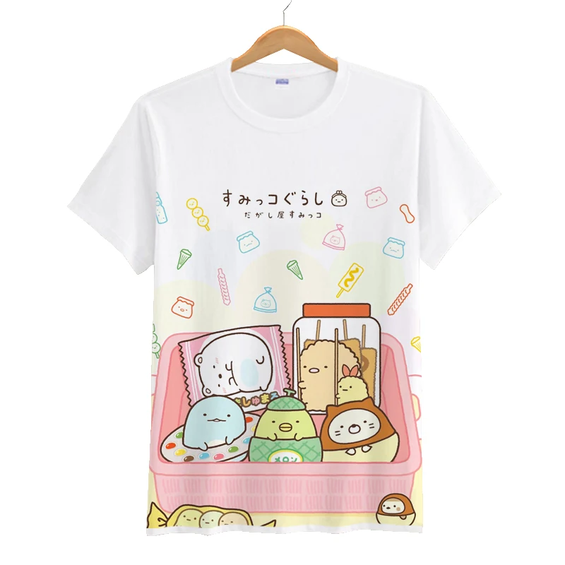 Новый аниме Sumikko Gurashi хлопковые футболки для мальчиков и девочек с рисунками