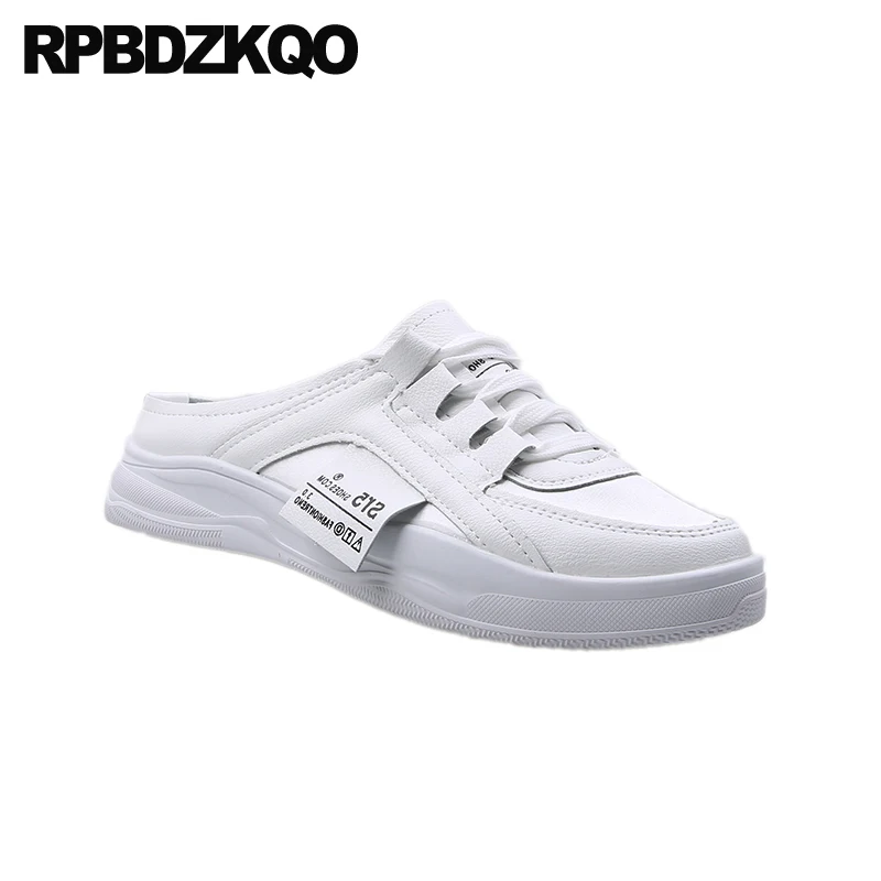 Круглый носок со шнуровкой женские сандалии шлепанцы белая спортивная обувь