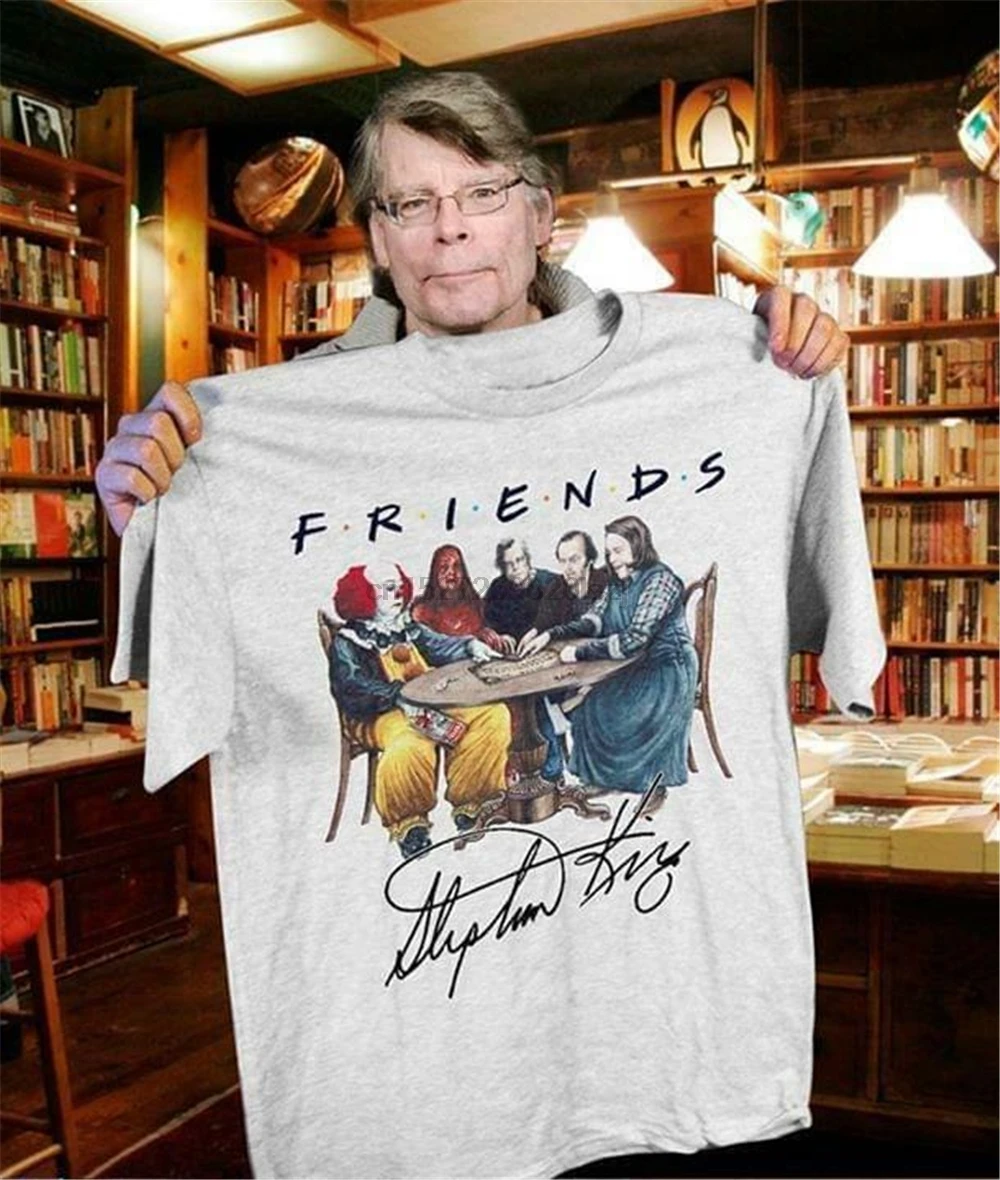 

Серая хлопковая Мужская футболка Stephen King с персонажами ужасов для Хэллоуина