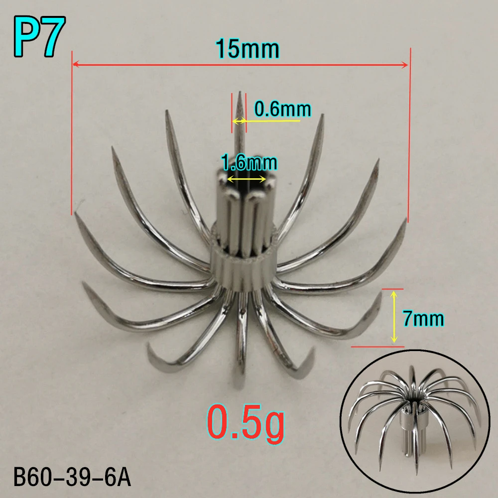 

100pcs 200pcs Stainless steel small squid hooks P Umbrella Crown fishing fishhook P1-P8 Spain Chile bait accessories Jig pesca