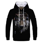 Популярная стильная одежда с объемным принтом волка, модная мужская 3D Толстовка, свободная теплая хлопковая толстовка, Мужская футболка оверсайз