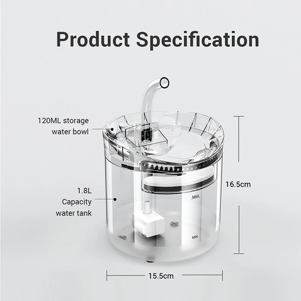 Автоматический фонтан для воды кошек с краном дозатор собак прозрачным фильтром