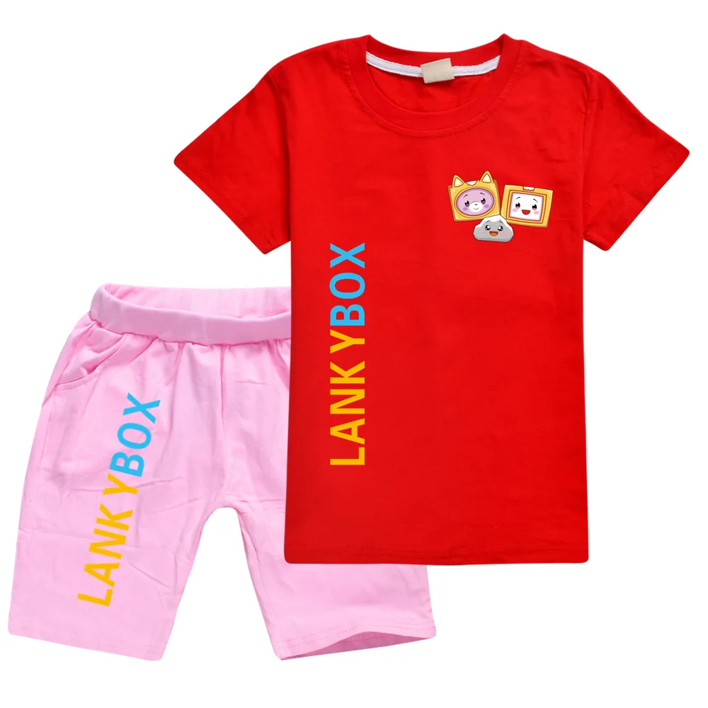 Lankybox Kids Clothes Cotton Sport Tracksuits Children Sweatshirt T-shirts Suit Cartoon Set Teenager Boys Girls Clothing