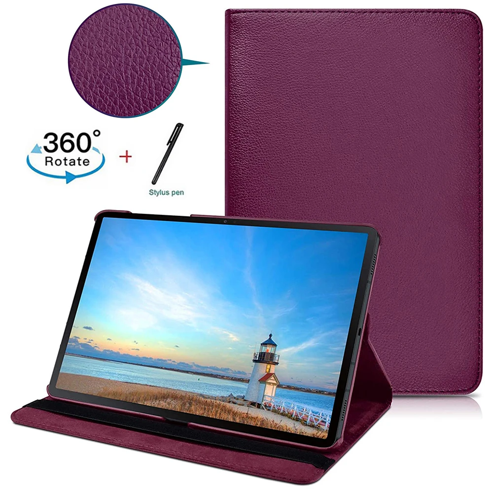 

Rotating Case for Samsung Galaxy Tab S7 Plus2020 Model SM-T970/T975/T976 360 Degree Funda Shell PU Leather Flip Tablet Cover+Pen