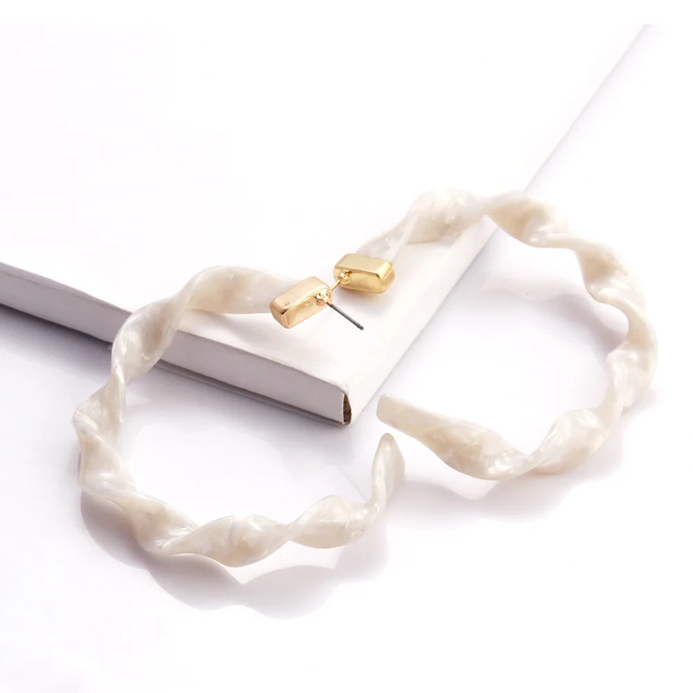 Женские серьги-кольца Za большие богемные акриловые ацетатные с леопардовым