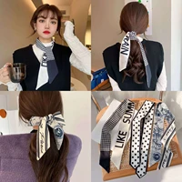 cute floral chiffon hair ribbons scarf for women korean girls flower hairbands scrunchies ponytail holder hair accessories