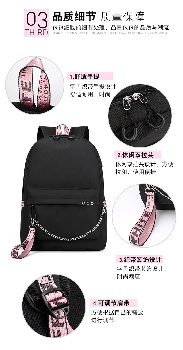 Mochila Feminina Kpop MONSTA X рюкзак женский рюкзак Usb зарядка школьные сумки для девочек-подростков светящийся дорожный рюкзак для ноутбука