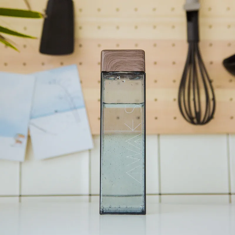 450 мл Квадратная бутылка для воды Модная Портативная пластиковая Спортивная