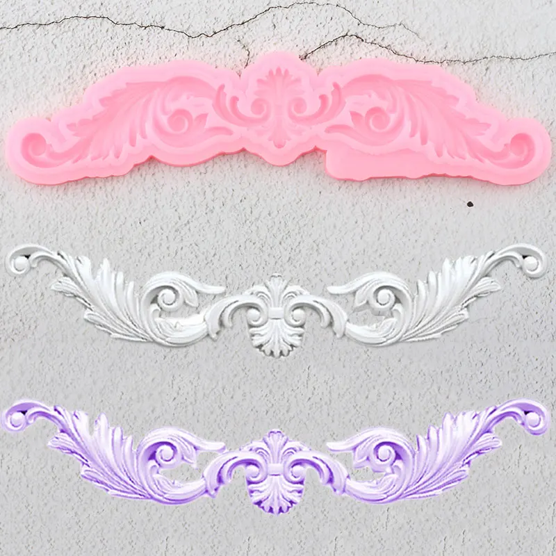 Барочная рельефная силиконовая форма для прокрутки 3D листья кекс Topper