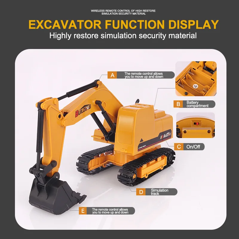 

2021 NEW 2.4G Wireless Remote Control Engineering Car Toy Children Excavator Model Gift For Boys