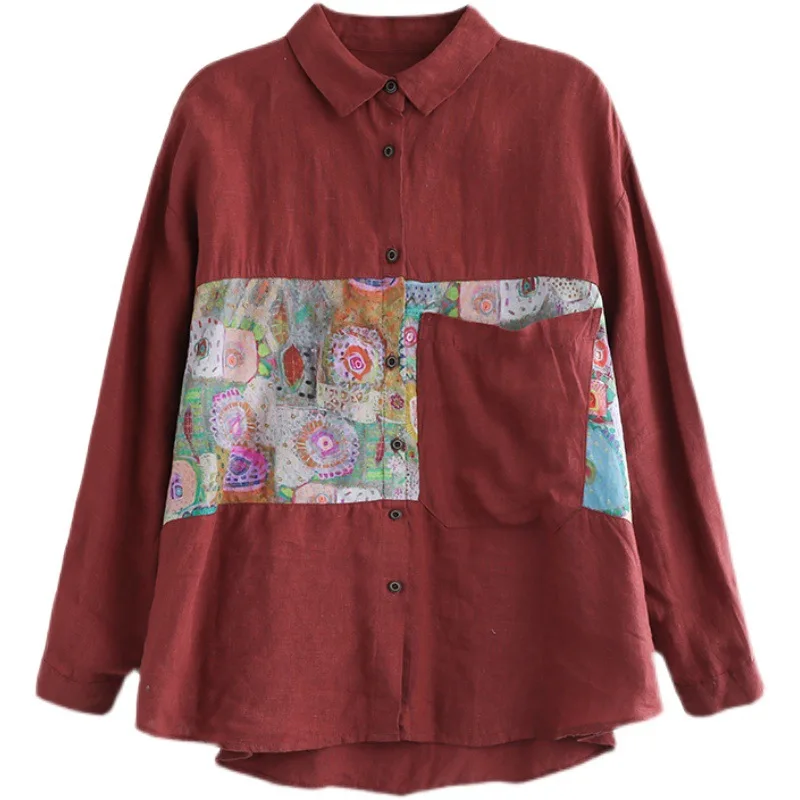 

Max LuLu 2021 New Fashion Spring Clothes Womens Vintage Loose Shirts Ladies Patchwork Linen Blouses Female Punk Oversized Tops