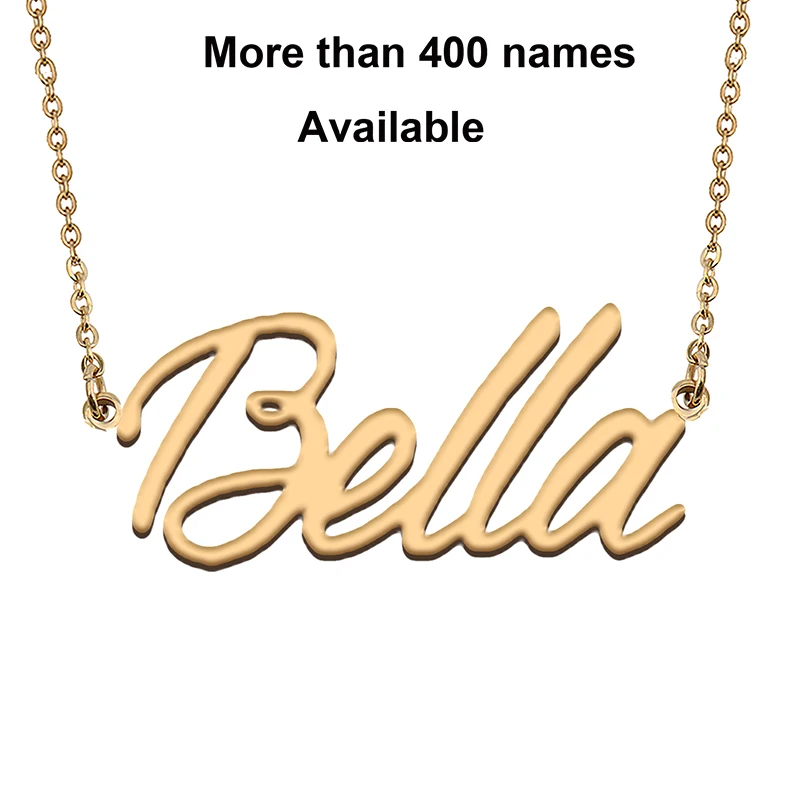

Cursive Initial Letters Name Necklace for Bella Birthday Party Christmas New Year Graduation Wedding Valentine Day Gift